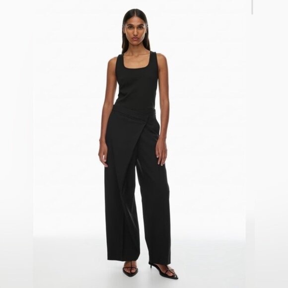 NWT Aritzia Babaton Overlap Pant Black Size 6 Wool twill trousers high waist - Picture 3 of 13
